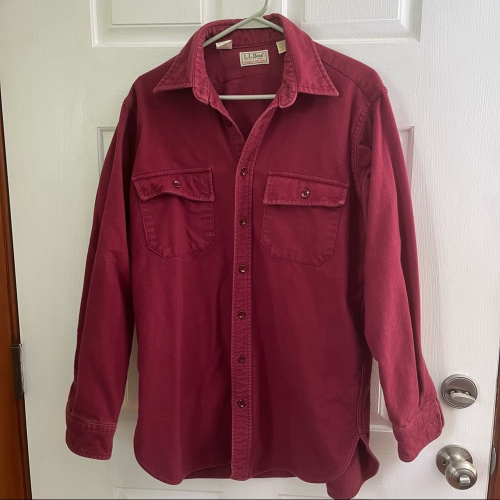 Vintage L.L. Bean Men’s Chamois shirt Maroon 15.5 tall